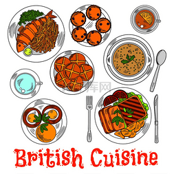 面包和茶图片_英式周日晚餐标志，包括传统的烤