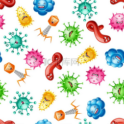 病毒噬菌体图片_带有小愤怒病毒、微生物和怪物的