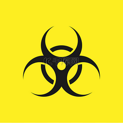黄色10图片_黄色背景上的生物危害标志标识。