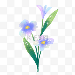 发光植物png图片_梦幻蓝色发光花朵