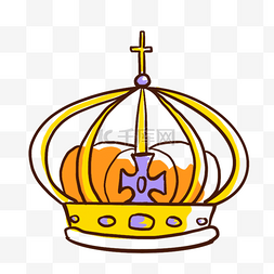 黄色皇冠装饰图片_黄色橙色华丽宝石线稿皇冠