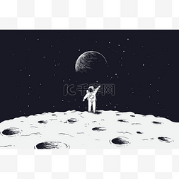 宇航员在月球表面上站