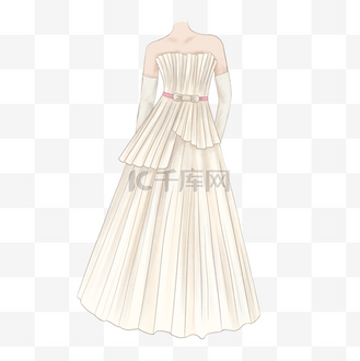 抹胸百褶婚纱礼服剪贴画