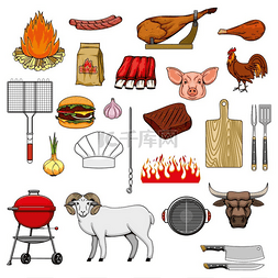 火焰牛排图片_烧烤肉类食品和烧烤野餐设备项目