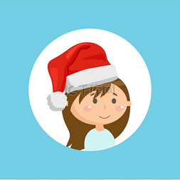 小女孩画像上的圣诞帽和圣诞老人