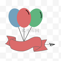 卡通彩带气球抽象线条动物涂鸦