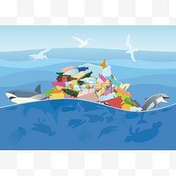 塑料垃圾图片_海洋动物和鸟类的塑料垃圾的死亡