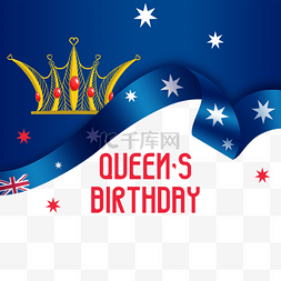 蓝色澳大利亚丝带王冠女王生日