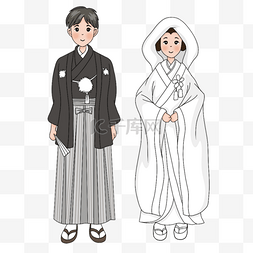 日本传统婚礼人物和服
