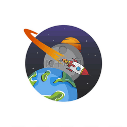 太空探索飞船标志符号矢量艺术