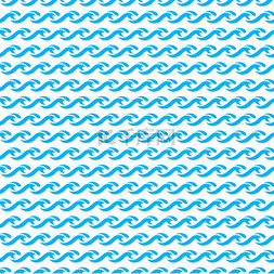 蓝色瓷砖纹理图片_海洋和海浪的无缝模式蓝色海水的