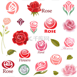 玫瑰花朵设计元素集