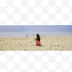 夏季沙滩海边女人人物背影旅游