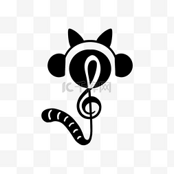 礼变形字图片_乐符变形带耳机的猫