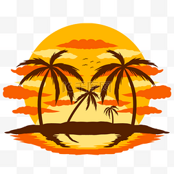恤印花图片_夏季棕榈海滩复古t恤印花