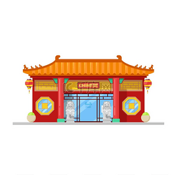 中式美食矢量素材图片_中式餐厅建筑矢量典型的亚洲建筑