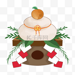 元旦快乐背景图片_镜饼日本祭祀用品新年食物白色