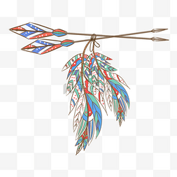 亚中唯美图片_波西米亚风格彩色羽毛的箭头