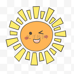 可爱手绘笑脸太阳图片_眨眼转圈圈的可爱卡通太阳