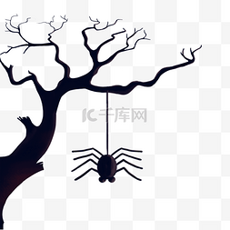 万圣枯树图片_灰色万圣节蜘蛛