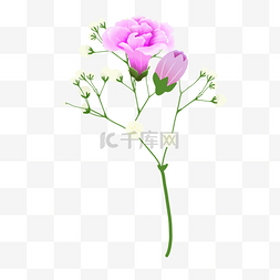 鲜花装饰图片_白色粉色卡通鲜花装饰