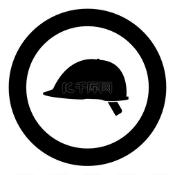 圆形矢量图中的安全头盔图标黑色
