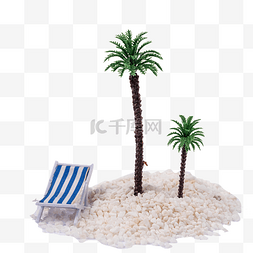 夏季度假椰子树和沙滩椅