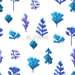 冬天的灌木图片_冬季无缝图案搭配树木森林的自然