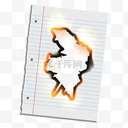 黑色火焰png图片_燃烧笔记本纸橙色火焰撕纸