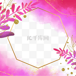 抽象叶片图片_紫色抽象叶片植物花卉水彩边框