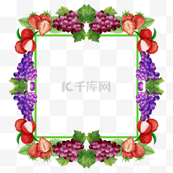 水彩荔枝图片_水果草莓水彩边框