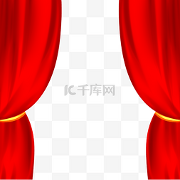 红色舞台帘幕手绘图片_舞台红色幕布窗帘