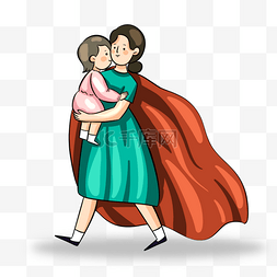 超人妈妈和婴儿形象