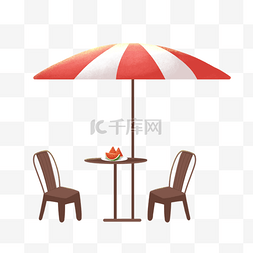 西瓜太阳伞图片_椅子太阳伞桌子