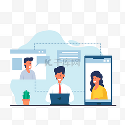 登录移动图片_远程移动互联网三方视频会议插画