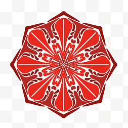 对称花纹图形图片_红色对称对变形传统韩国饰品花纹