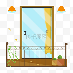 卡通窗户房间图片_阳台玻璃门栅栏