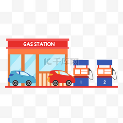 踏青模板图片_加油站能源车扁平风格