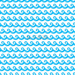 海面上海浪呈无缝图案背景为矢量