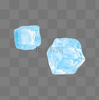 c4d蓝色玻璃冰块