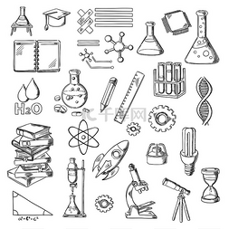 原子dna图片_科学、教育和实验室实验草图，包