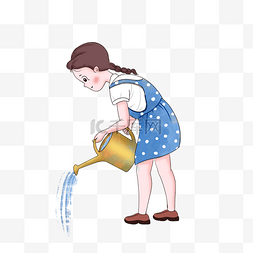 女孩小姑娘浇水
