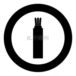 黑色纤维图片_电线电缆弯曲的电源光纤图标圆形