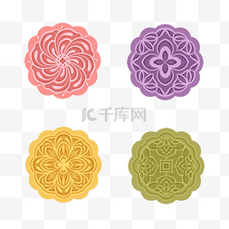 中秋节彩色花纹月饼