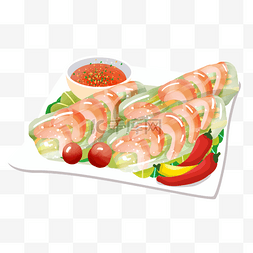 配菜美食图片_辣椒番茄海鲜配菜越南春卷