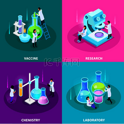 开发设计产品营销图片_疫苗开发等距设计概念与实验室研