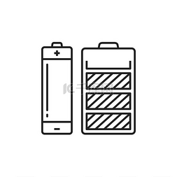 充电器标志碱性电池隔离细线图标