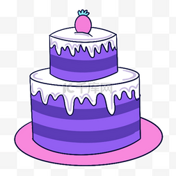 礼品包装盒图标图片_蓝紫色系生日组合草莓双层蛋糕