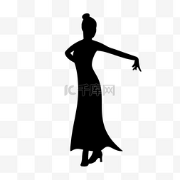 女性恰恰舞蹈女舞者黑色剪影