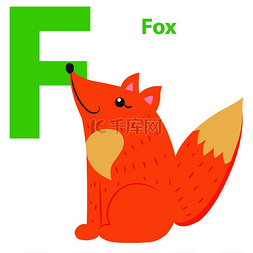 广播背景图片_新婴儿字母表与字母 F Fox 平面设